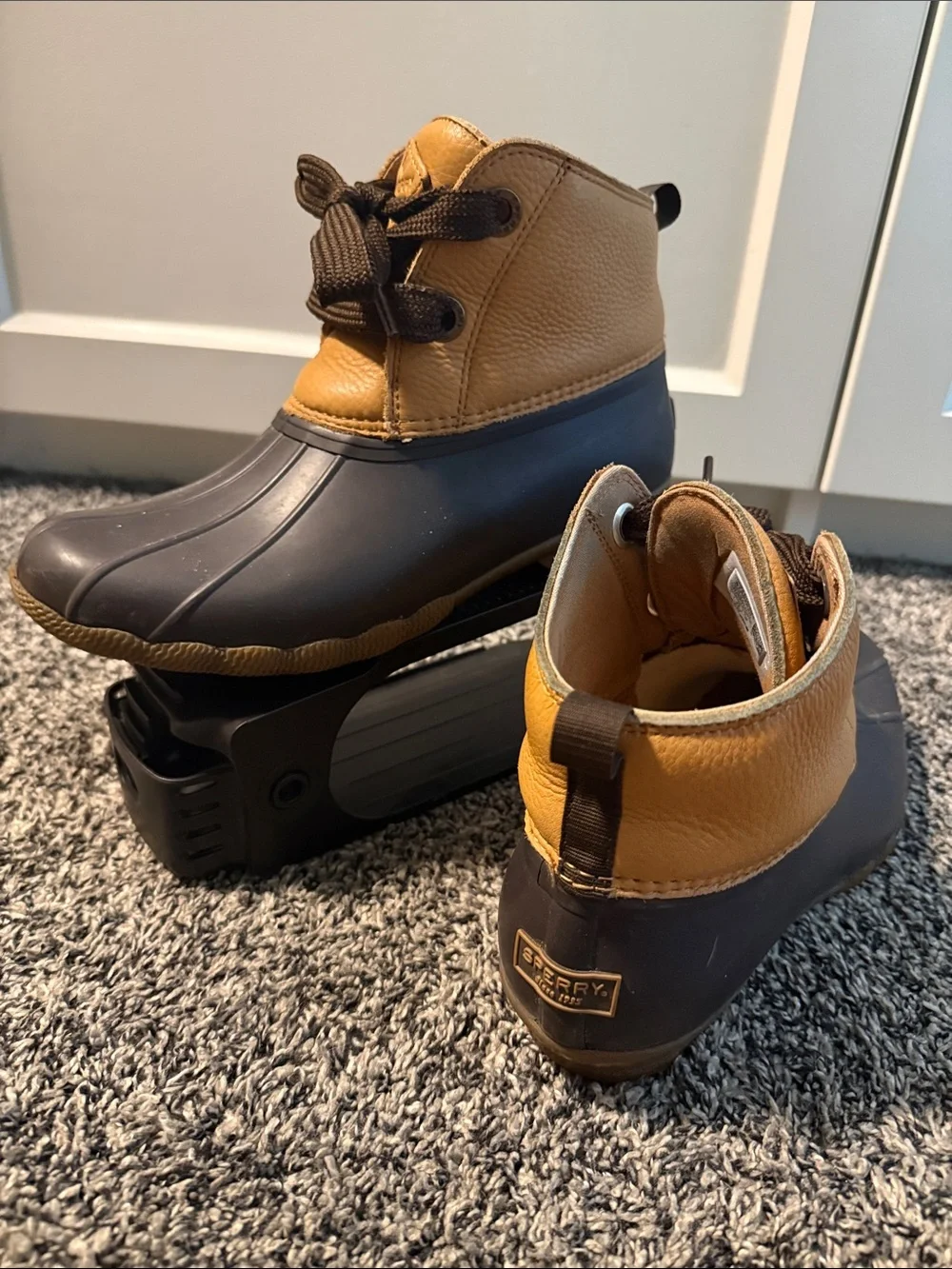 Sperry Saltwater Duck Boots Women’s Size 9 Tan Leather Brown Waterproof